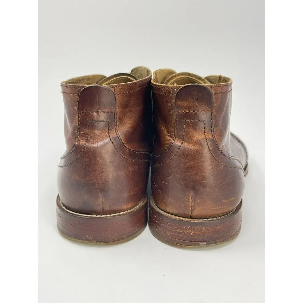 J. Shoes Monarch Brown Leather Lace-Up Plain Toe Shoes Chukka Boots Men's US 9.5